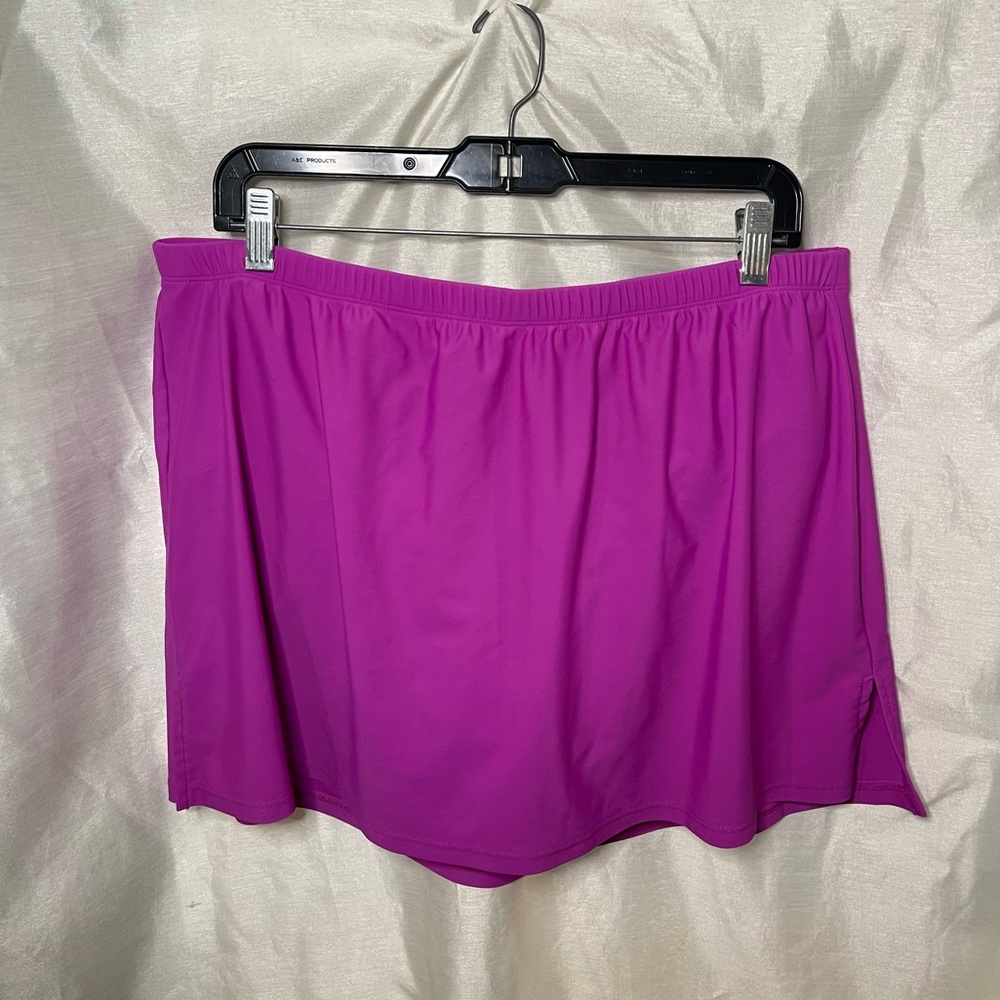 Plus Size Neon Purple Swim Skirt Bottoms w/ Built In Shorts